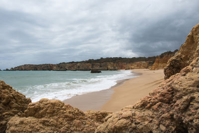 Scenic view of beach against sky