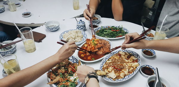 High angle view of woman preparing food