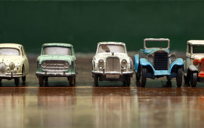 Close-up of toy car on table