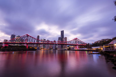 View of bridge over river against cloudy sky