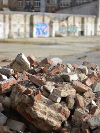 Close-up of rubble