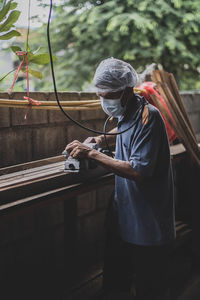 Man working in water