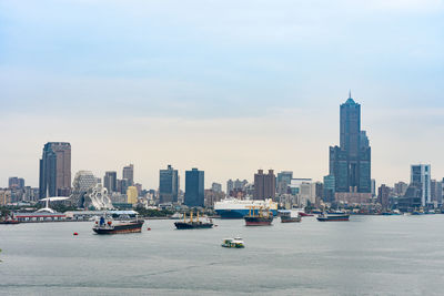 View of kaohsiung harbour and kaohsiung city, taiwan.