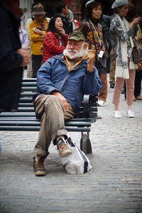 People on street in city