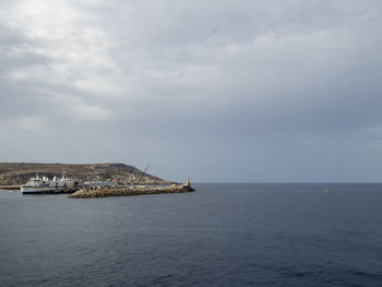 Cirkewwa harbour and ferry terminal at the northern part of malta