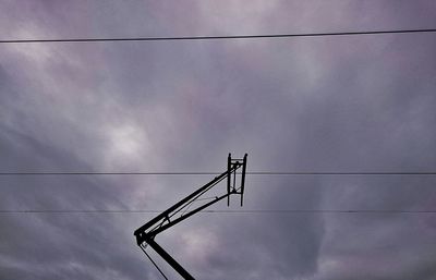 Low angle view of electricity pylon against sky