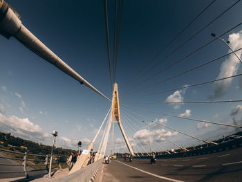 View of suspension bridge against sky