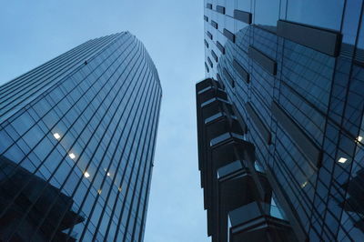 Low angle view of skyscrapers against sky