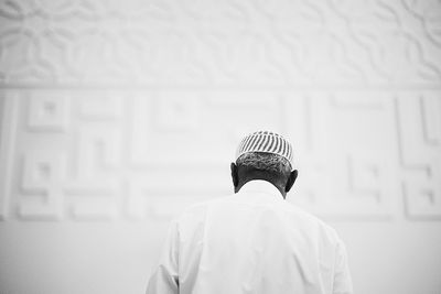 Rear view of man at mosque