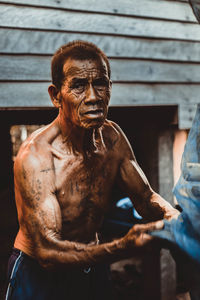 Portrait of statue of man