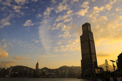 Low angle view of buildings against cloudy sky