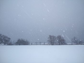 Scenic view of snow covered field