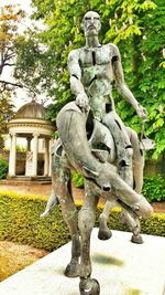Sculpture of fountain in park