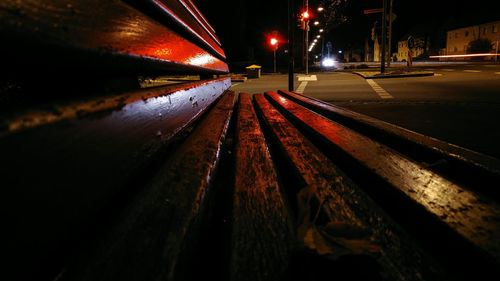 Railroad tracks at night