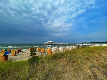 Scenic view of beach against sky