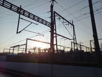 Low angle view of electricity pylon