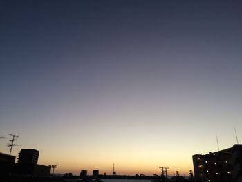 Low angle view of buildings at sunset