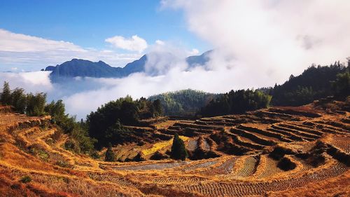 Scenic view of mountains against sky