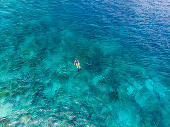 High angle view of woman in sea