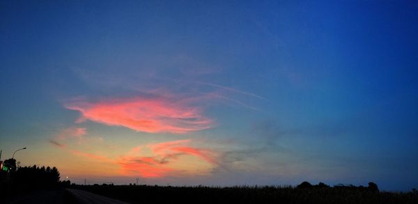 Scenic view of landscape against sky at sunset