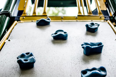 High angle view of toys on table