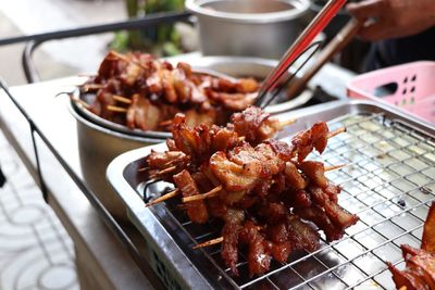 Close-up of hand holding food