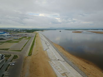 High angle view of beach against sky