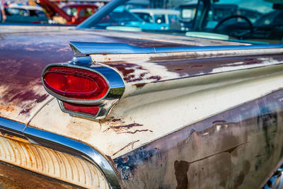 Close-up of old vintage car