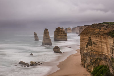 Scenic view of sea against cloudy sky