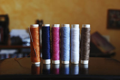 Close-up of books on table