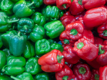 Full frame shot of bell peppers at market