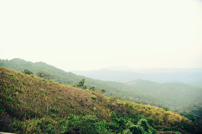 Scenic view of mountains against clear sky