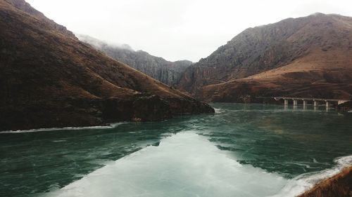 Scenic view of river and mountains