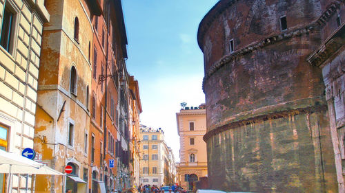 Low angle view of buildings against sky