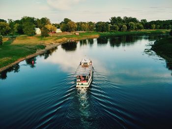 High angle view of river against sky