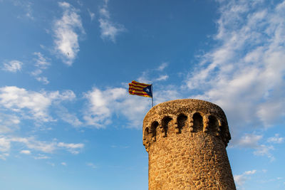 Low angle view of tower against sky