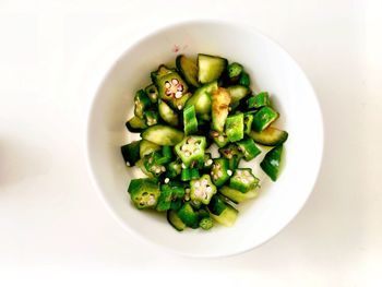 High angle view of salad in bowl