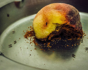 Close-up of cake in plate on table