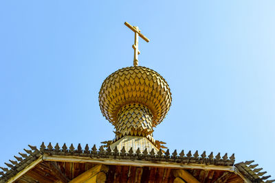 Low angle view of traditional building against clear sky