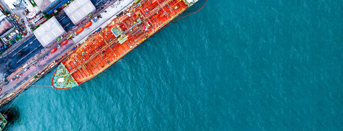 High angle view of boat on table