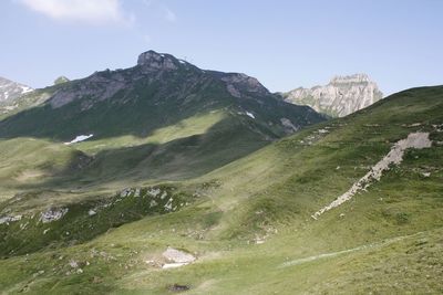 Scenic view of mountains against clear sky