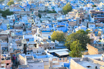 High angle view of townscape against buildings