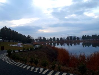 Scenic view of lake against sky