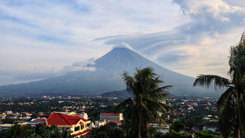 Volcano against sky