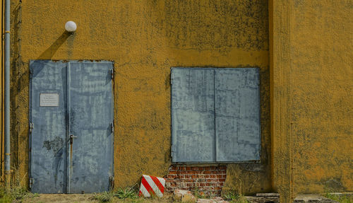 Closed door of building