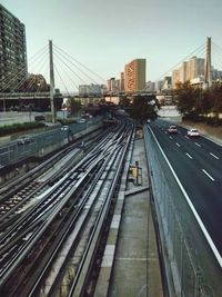 Railroad tracks in city