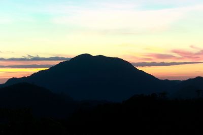 Silhouette mountains against sky during sunset