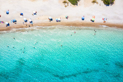 Aerial view of people on beach