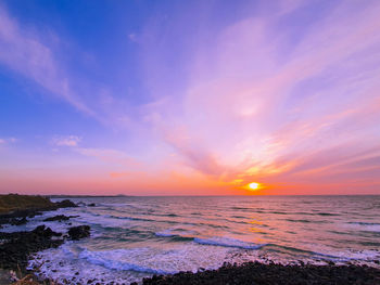 Scenic view of sea against sky during sunset
