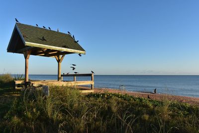 Scenic view of sea against clear sky